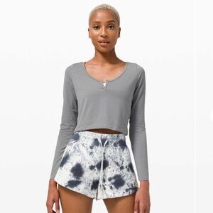 lululemon Gray Cropped Henley long sleeve